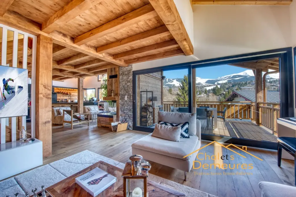 Séjour - Chalet Neuf avec Vue Panoramique à Megève