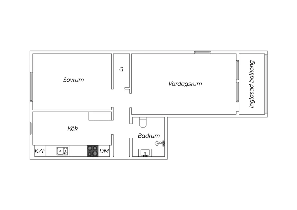 Plan - Apartment with Large Glazed Balcony in Anderslöv