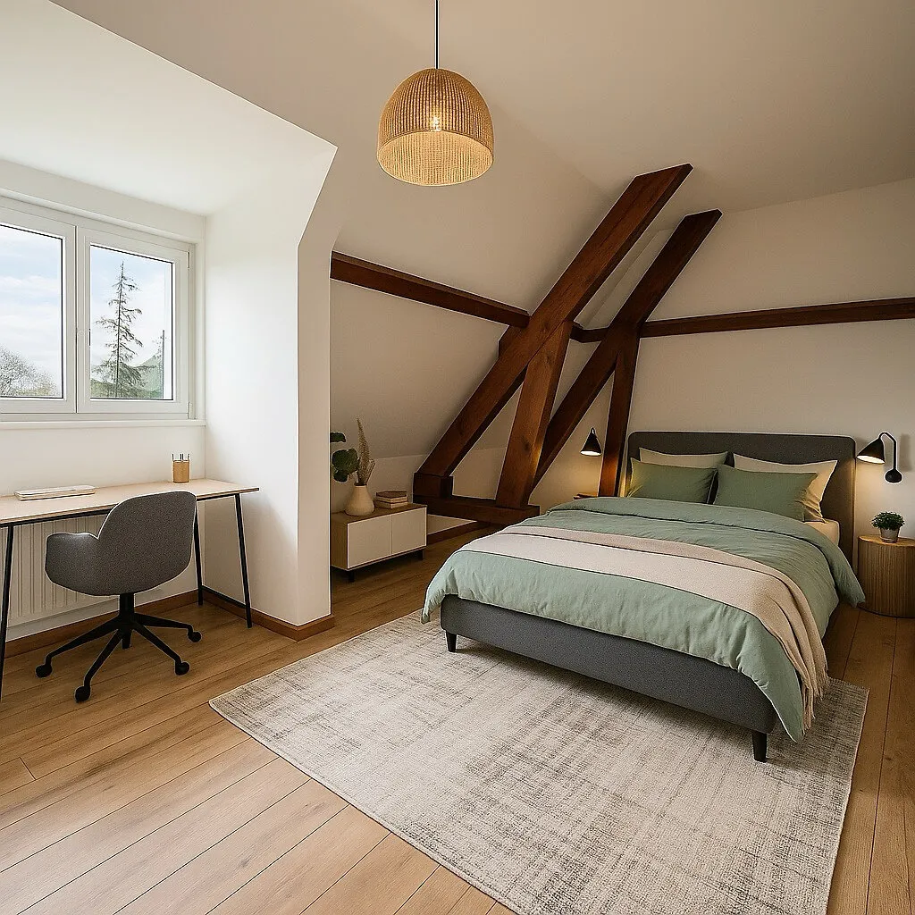 Bedrooms - Architectural House with Pool in Darois