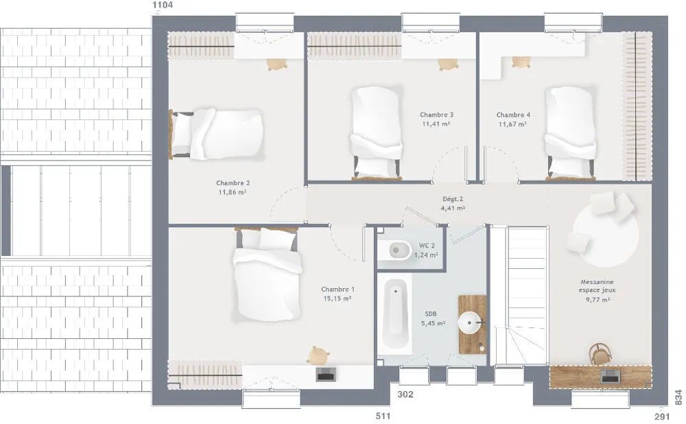 Floor Plan - 8-Piece House with Garden in Eure-et-Loir