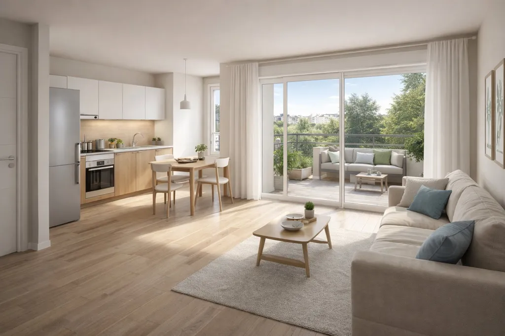 Séjour - Appartement 2 Pièces avec Balcon à Limay