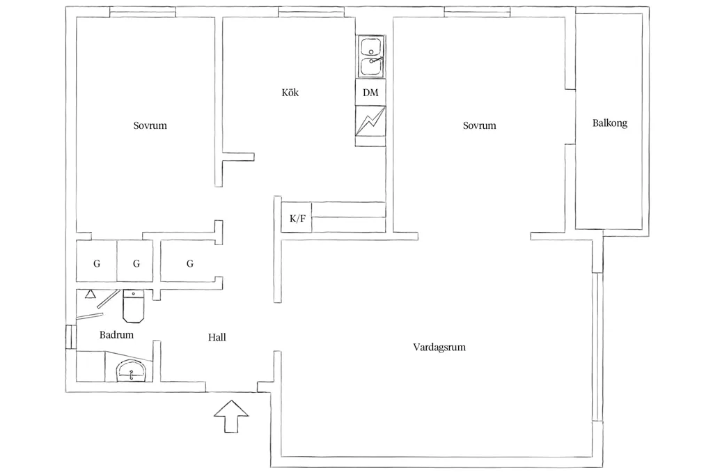 Plan - Charming Flat with Balcony in Kålltorp