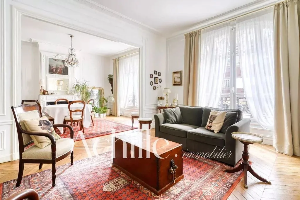 Séjour - Appartement de Luxe avec Cheminée à Auteuil, Paris