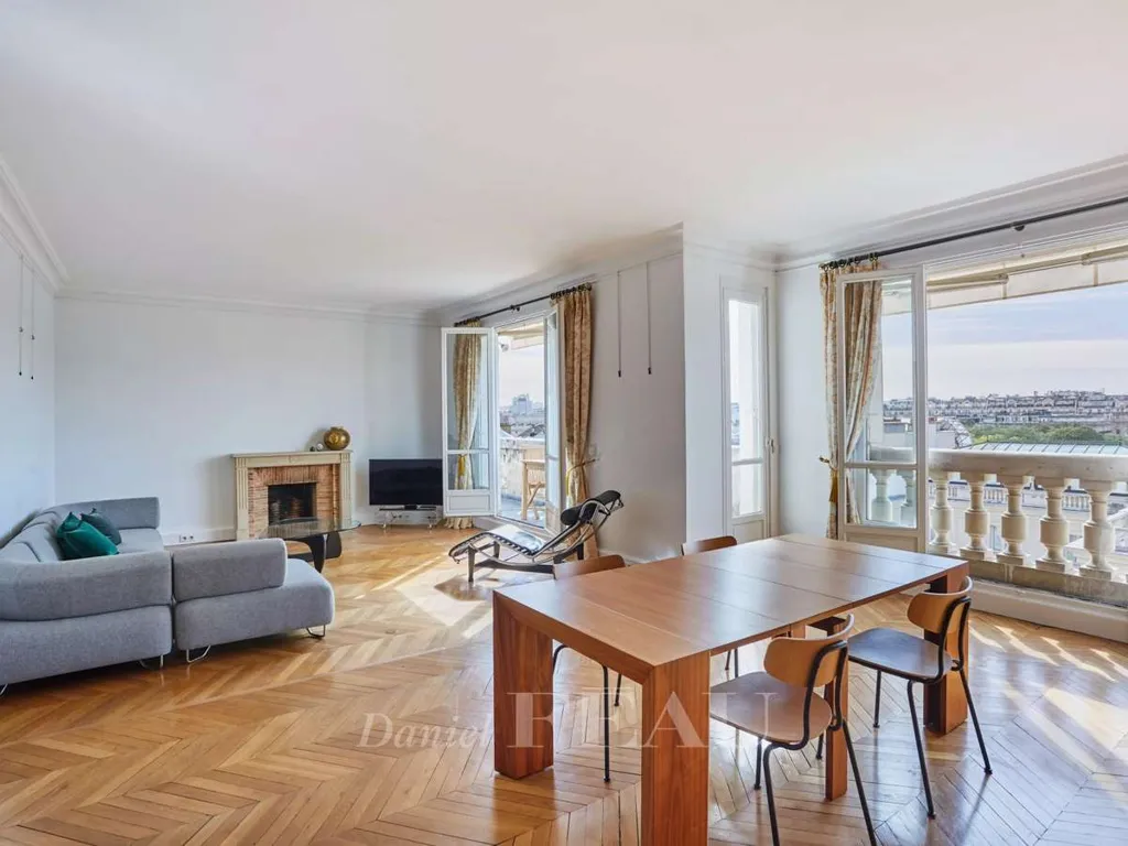 Living Room - Luxury Duplex with Balcony Views near Eiffel Tower