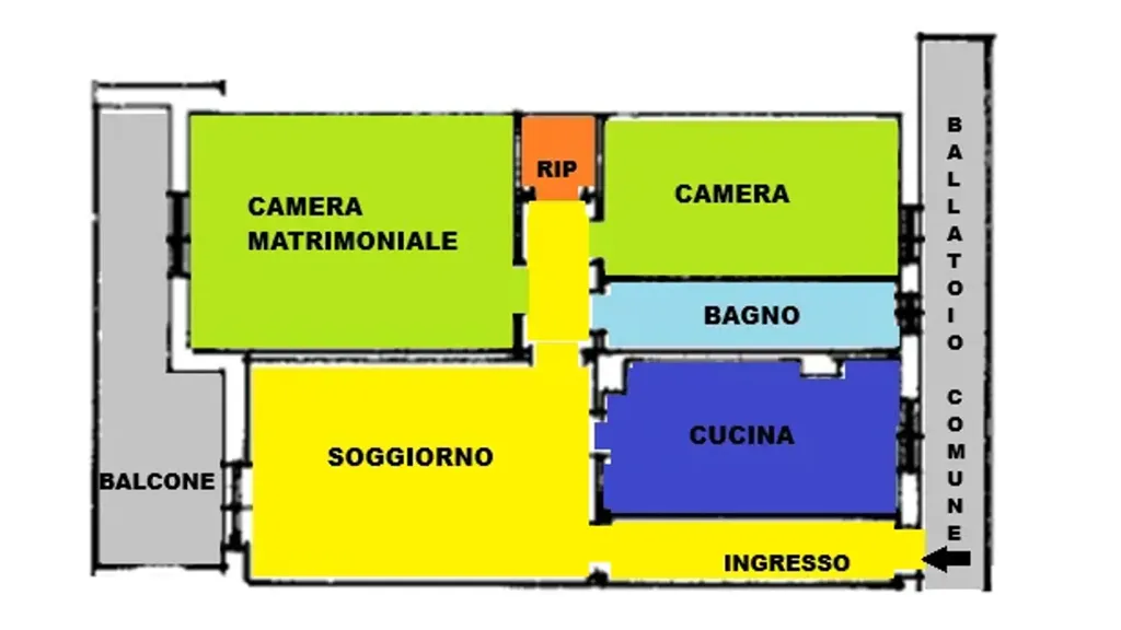 Plaan - Trilocale with Balcony in Certosa, Milan