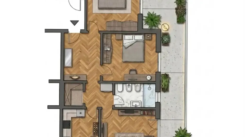 Plan - Apartment with Large Terrace in Isolotto, Florence