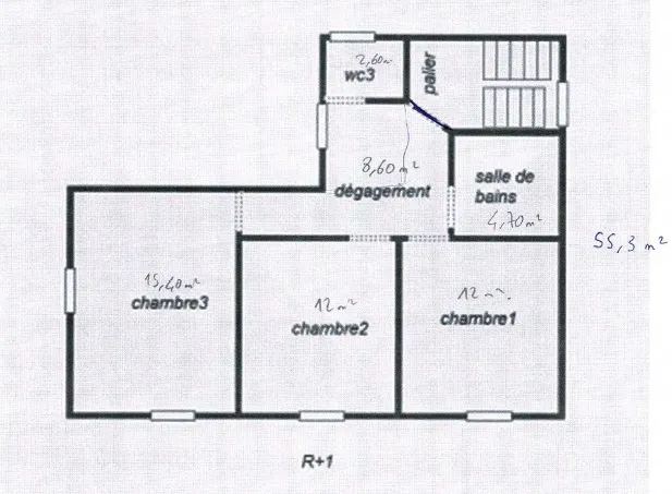 Plan - Plateau à aménager avec parking à Paris