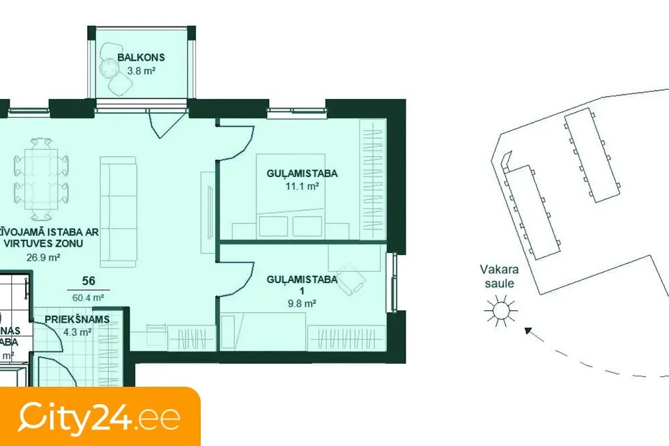 Plan - Modern Apartment with Balcony in Ķengarags, Riga