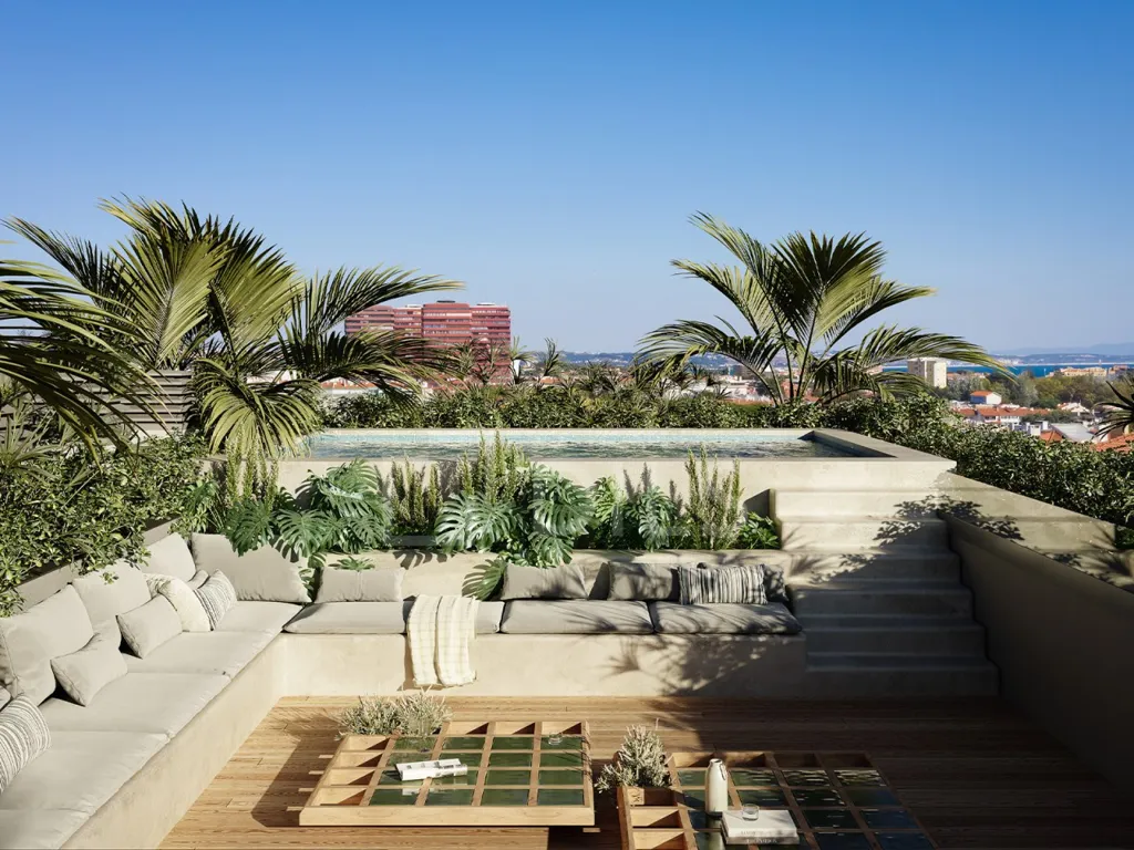 Aerial - Contemporary Apartment with Balcony in Carcavelos