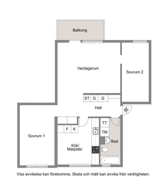 Plan - 3-Room Apartment with Balcony in Akalla