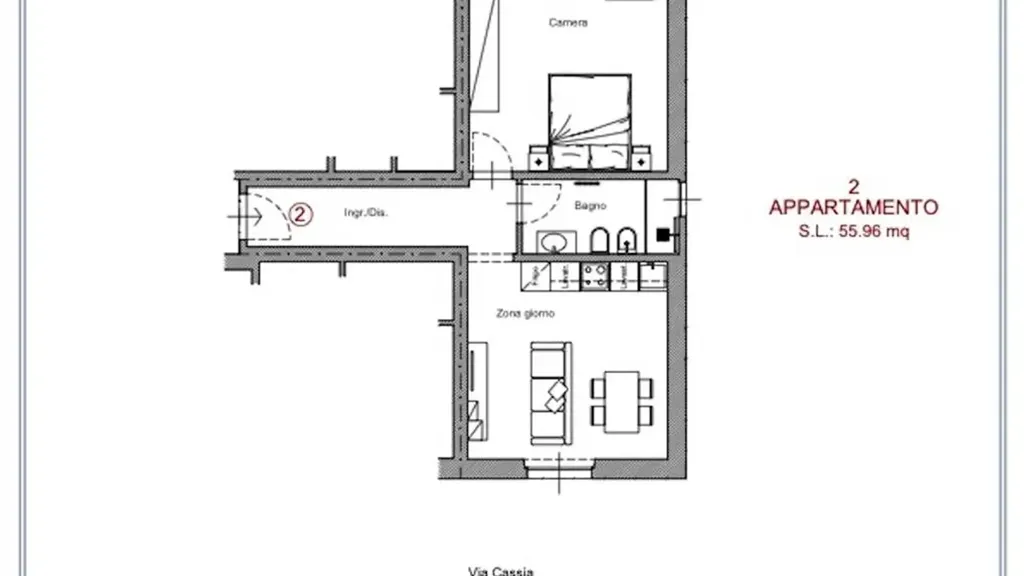 Plaan - Rearranged Two-Bedroom Apartment in Florence