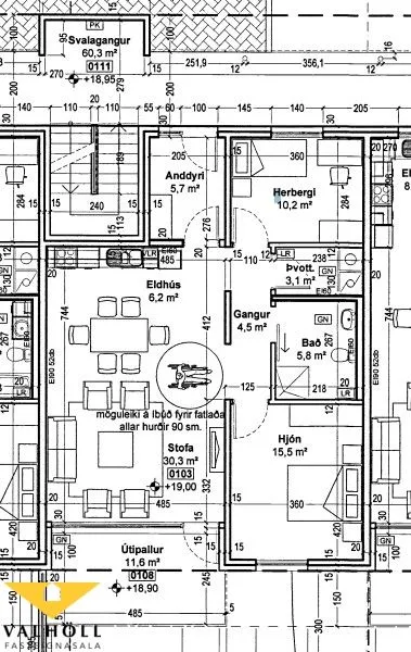 Planimetria - Accessible Three-Bedroom Flat with Balcony in Akrahverfi