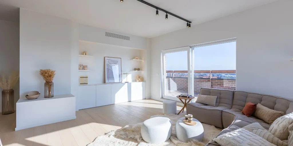 Séjour - Penthouse Rénové avec Terrasse à Ostende