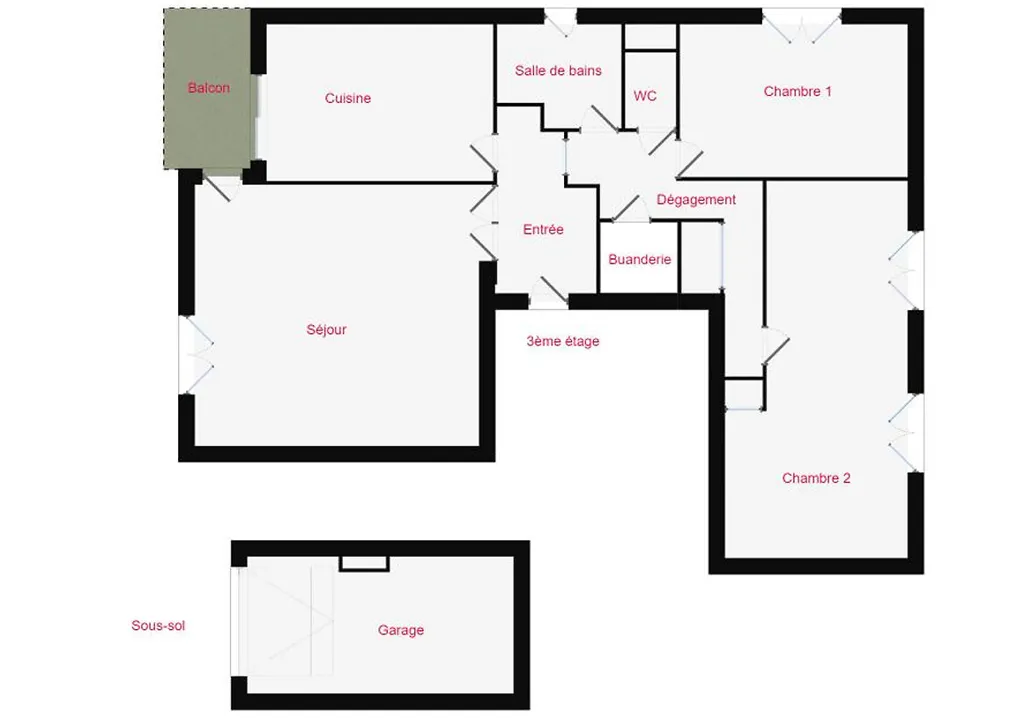 Plaan - Apartment with Balcony and Garden in Lyon 2