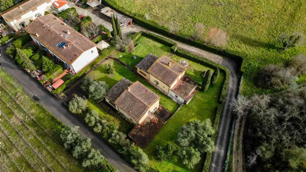 Aerial - Rustic Complex with Garden in Montespertoli
