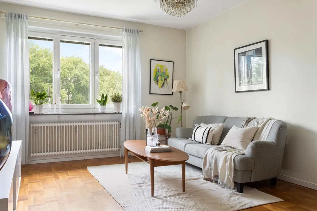 Living Room - 2-Bedroom Apartment with West Balcony in Årsta