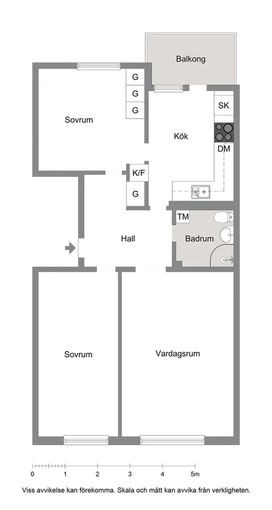 Plan - Bright 3-Room Flat with Balcony in Barkarby