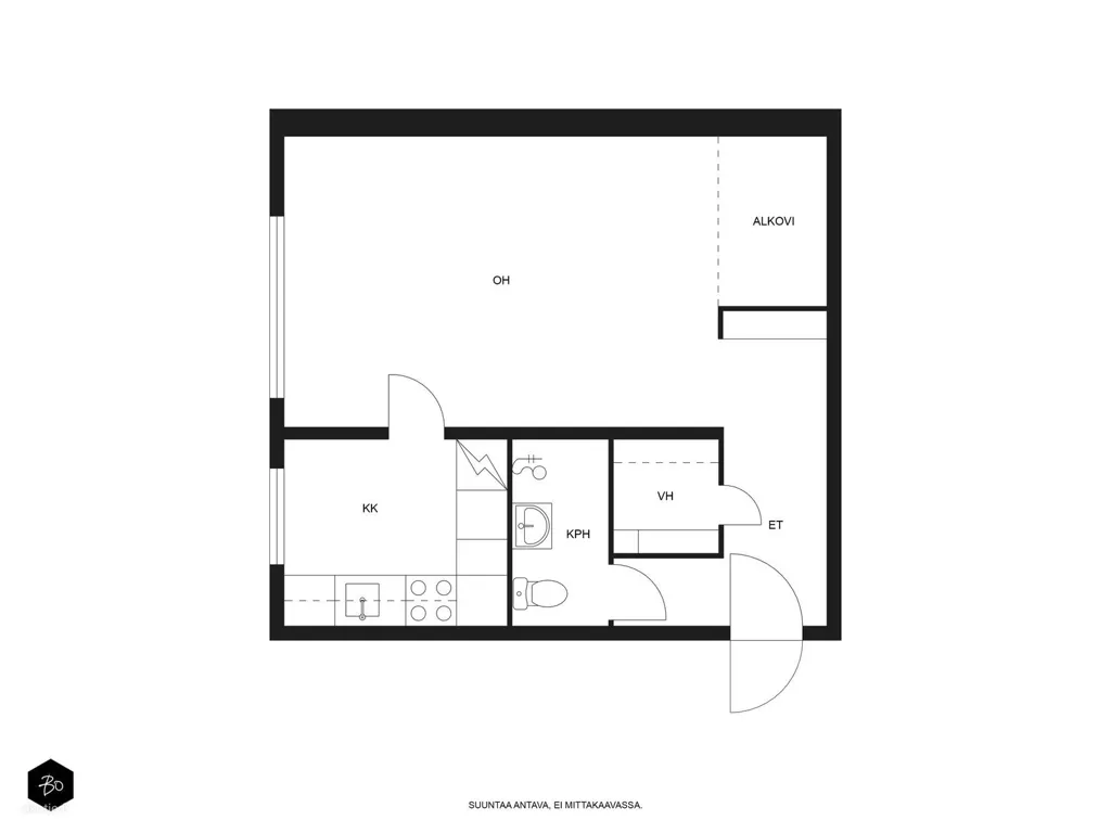 Floor Plan - Spacious Top-Floor Apartment with Balcony in Kaleva