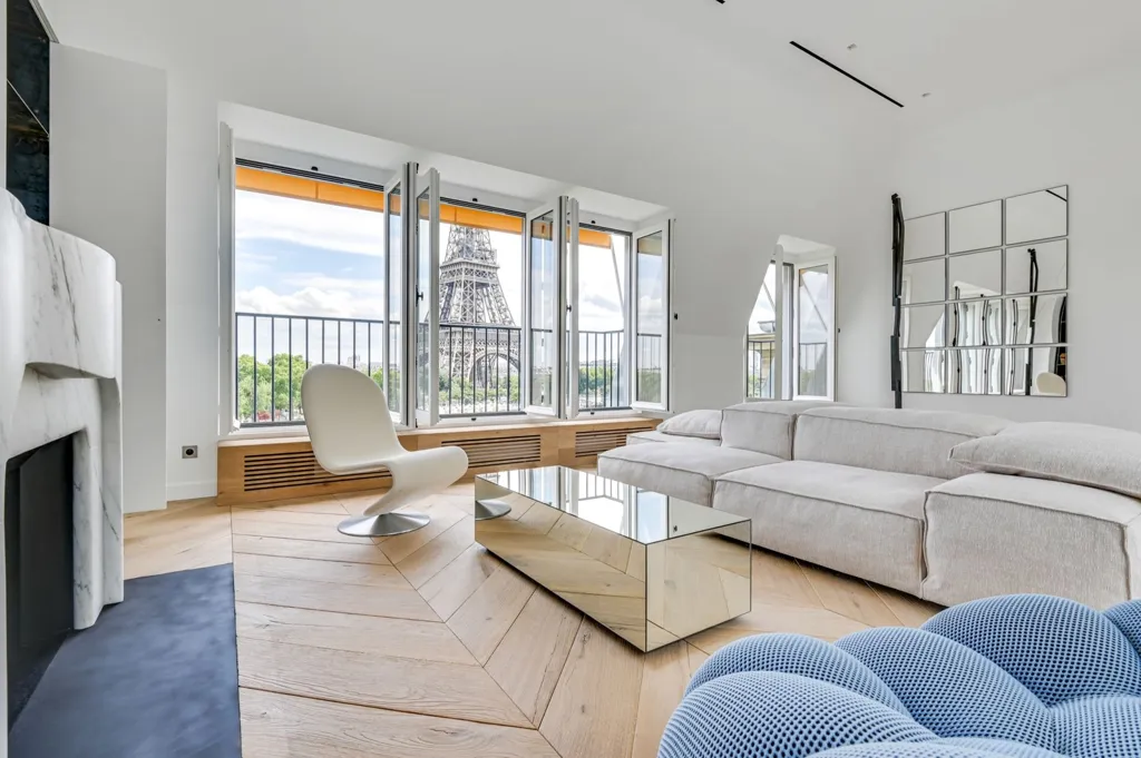 Séjour - Appartement de Luxe avec Vue Tour Eiffel à Paris 16