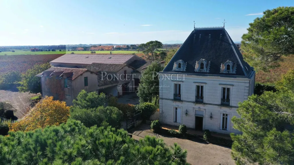 Õhuvaade - Vineyard Estate with Pool near Agde