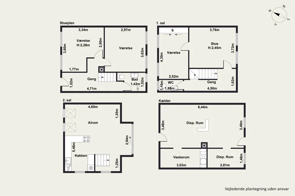 Plan - Historic Terrace House with Garden in Aarhus C
