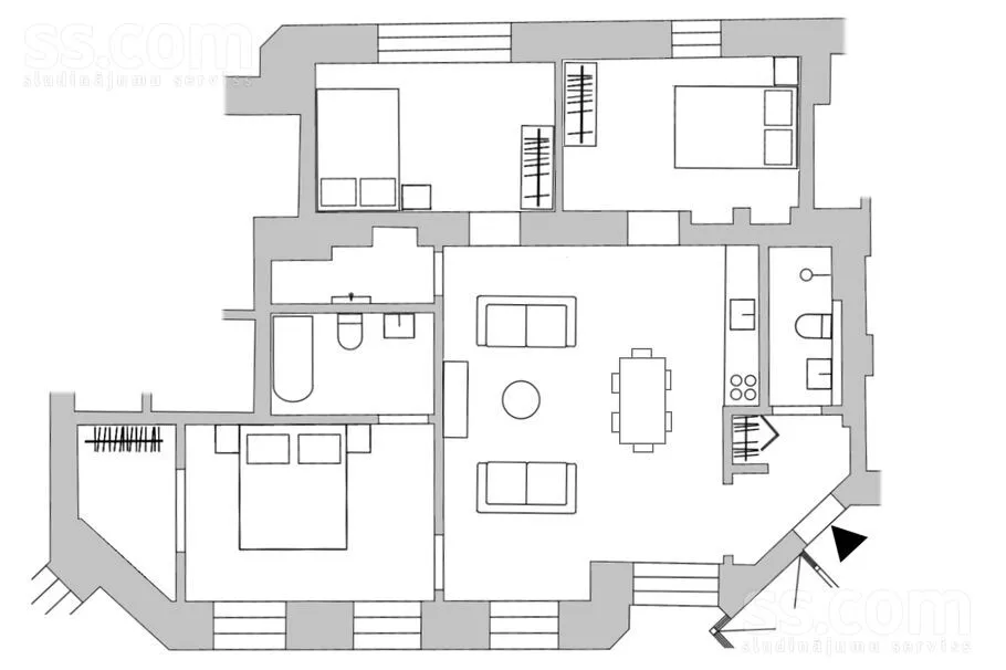 Plan - Three-Bedroom Apartment with Central Location in Riga