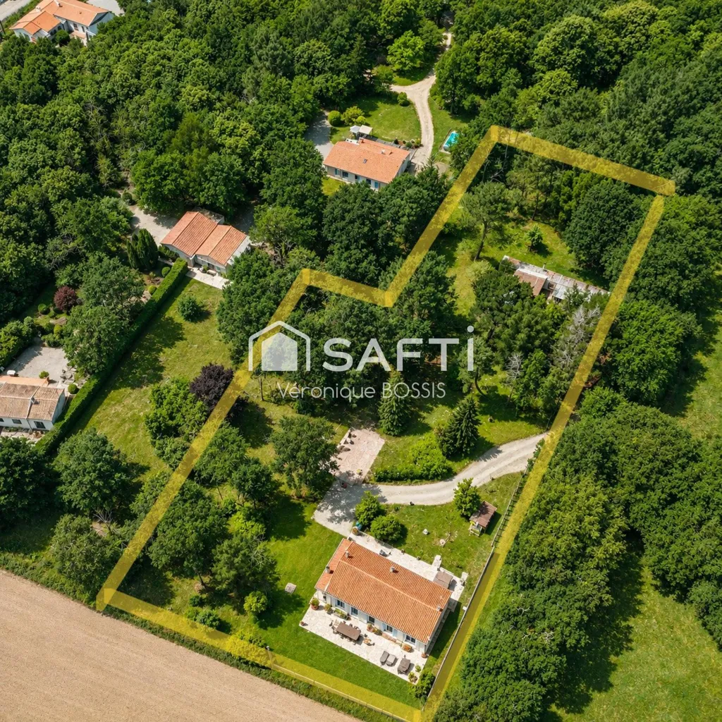 Vue aérienne - Maison au Calme avec Jardin à Soullans
