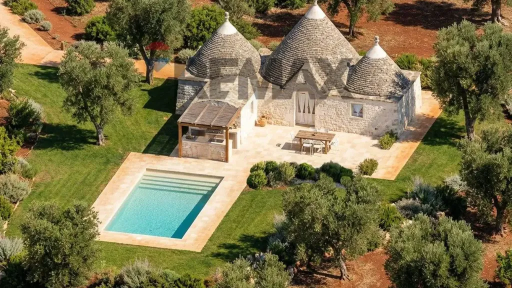 Vue aérienne - Restored Trulli with Pool in Monopoli