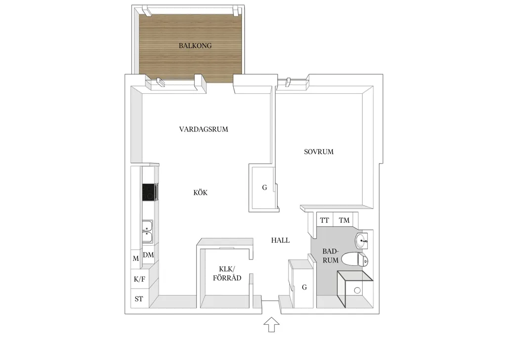 Planimetria - Modern Flat with West-Facing Balcony in Mariastaden