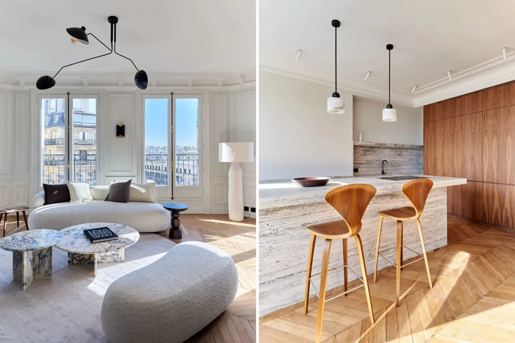 Séjour - Appartement Rénové avec Vue sur la Tour Eiffel à Paris 16e