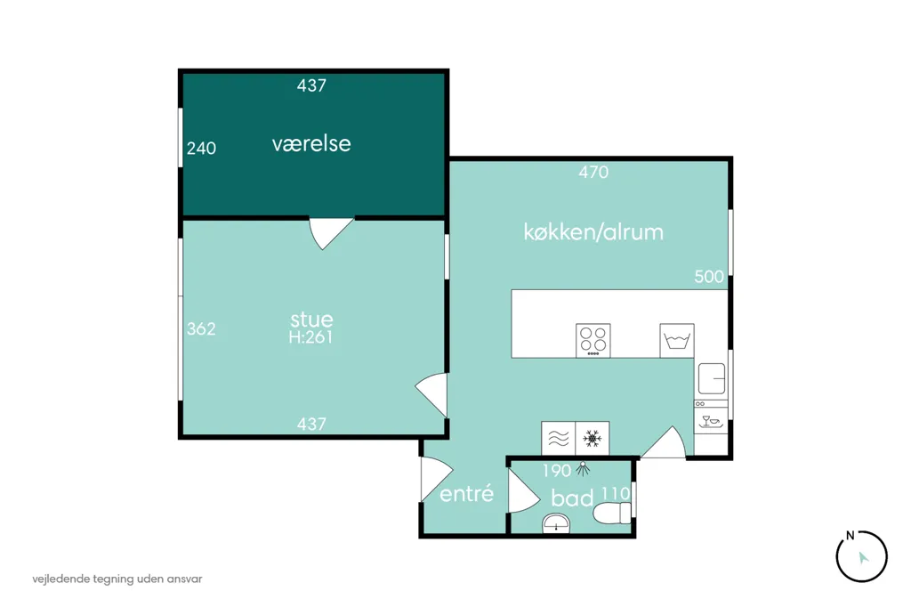 Plan - Apartment with Kitchen-Diner in Copenhagen Ø