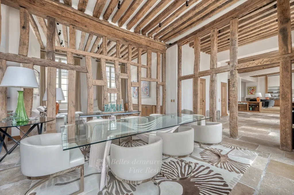 Dining Room - Period Charm Triplex with Seine View in Paris 5th