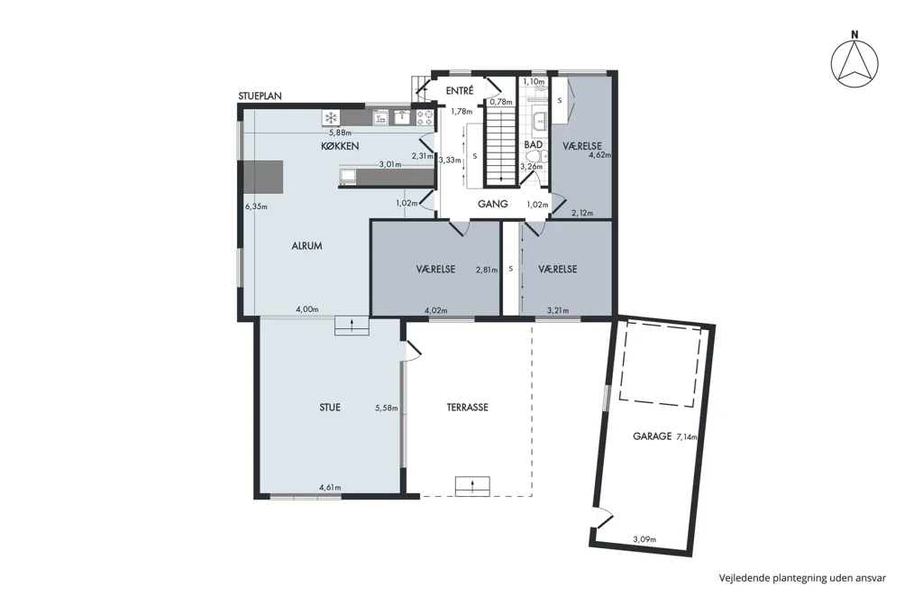 Plaan - Fenced Villa with Garden in Bjerringbro