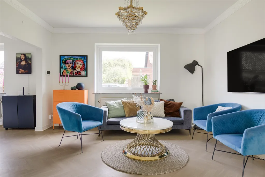 Living Room - Modernised Villa with Guesthouse in Malmö
