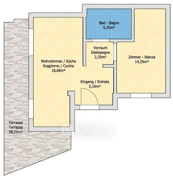 Planimetria - Ground Floor Bilocale with Large Terrace in Merano