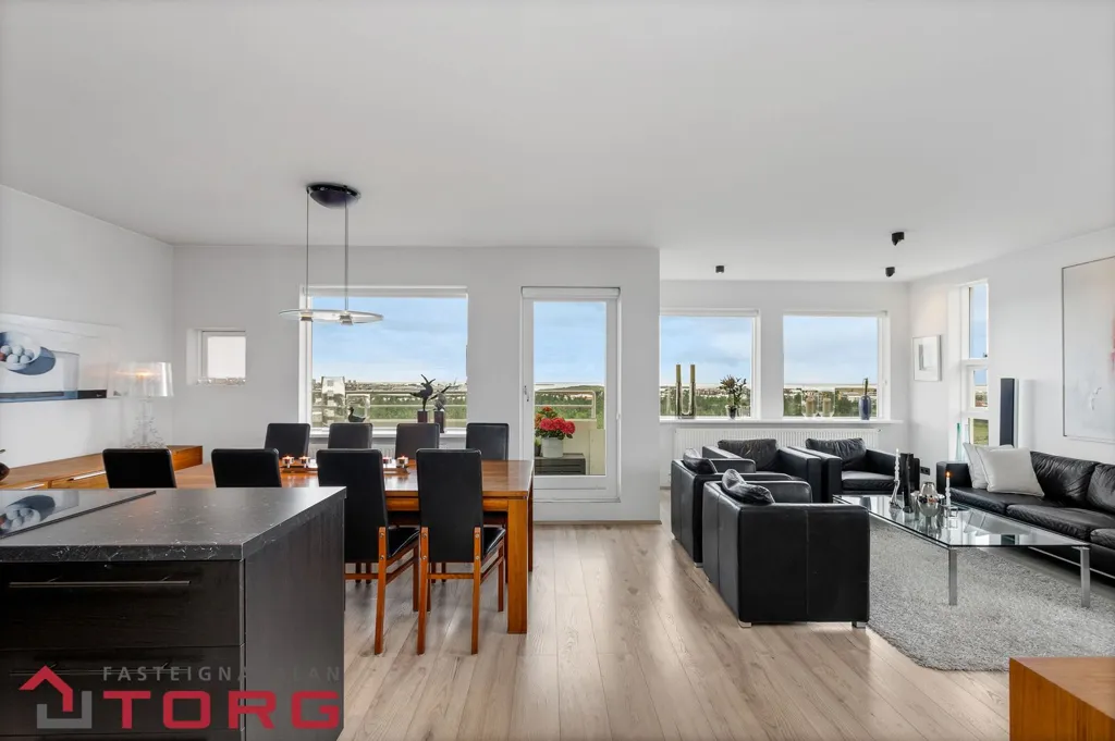 Dining Room - Modernised Apartment with View in Grafarvogur