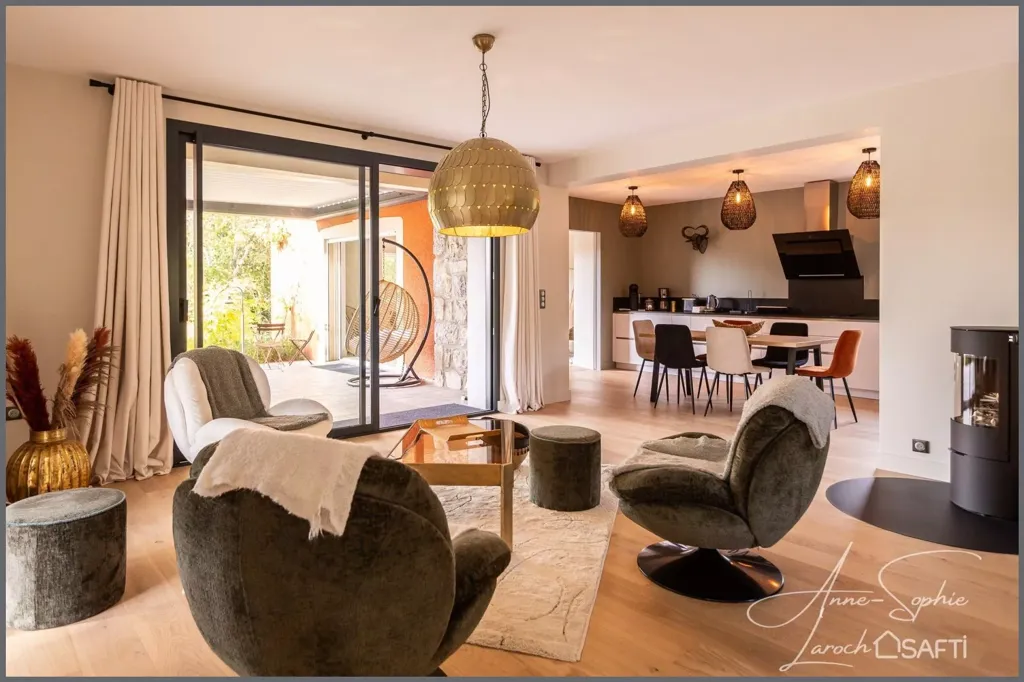 Living Room - Exceptional Villa with River Access in Ardèche Gorges