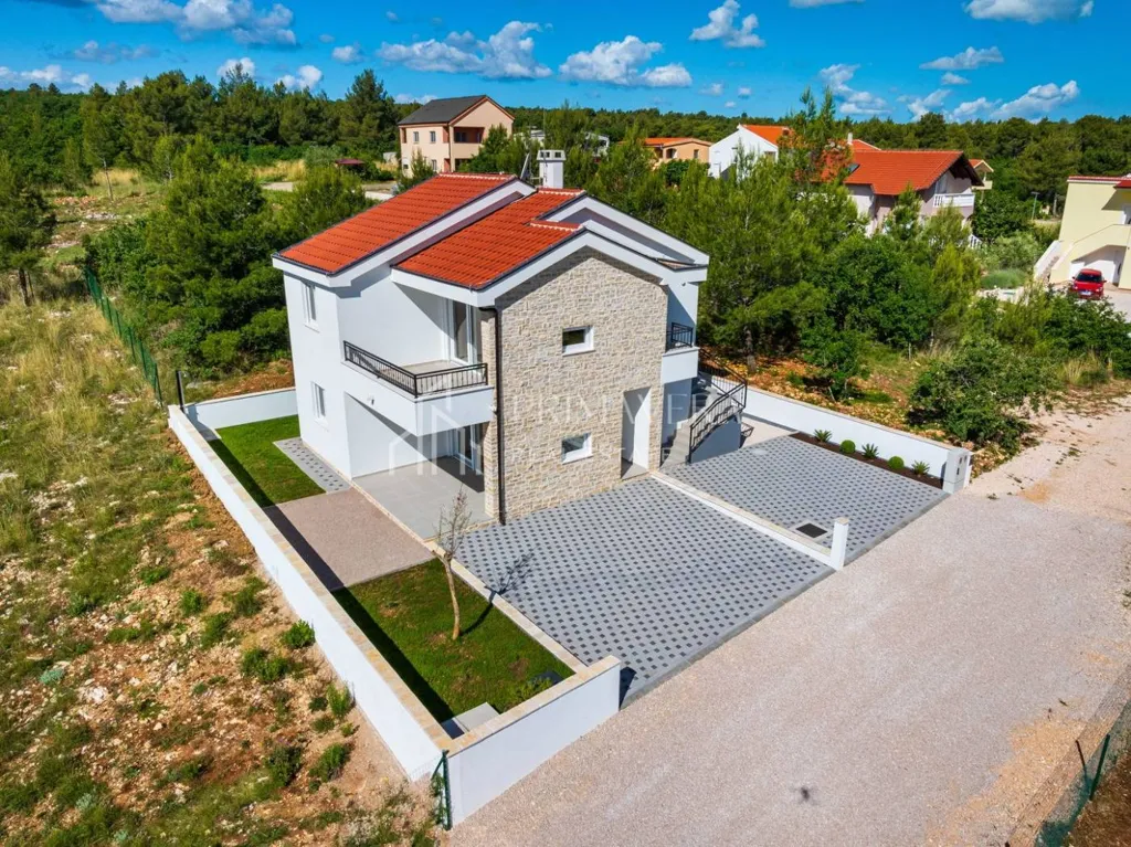 Aerial - Newly Built House with Sea View in Posedarje