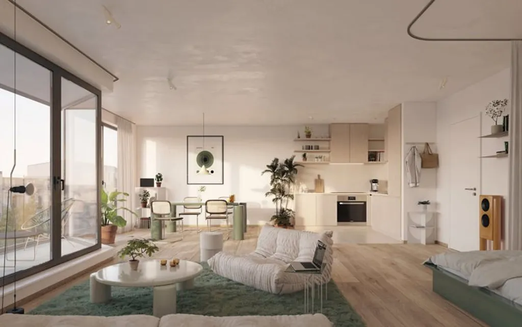 Séjour - Nouveau Projet de Résidence avec Terrasses à Evere