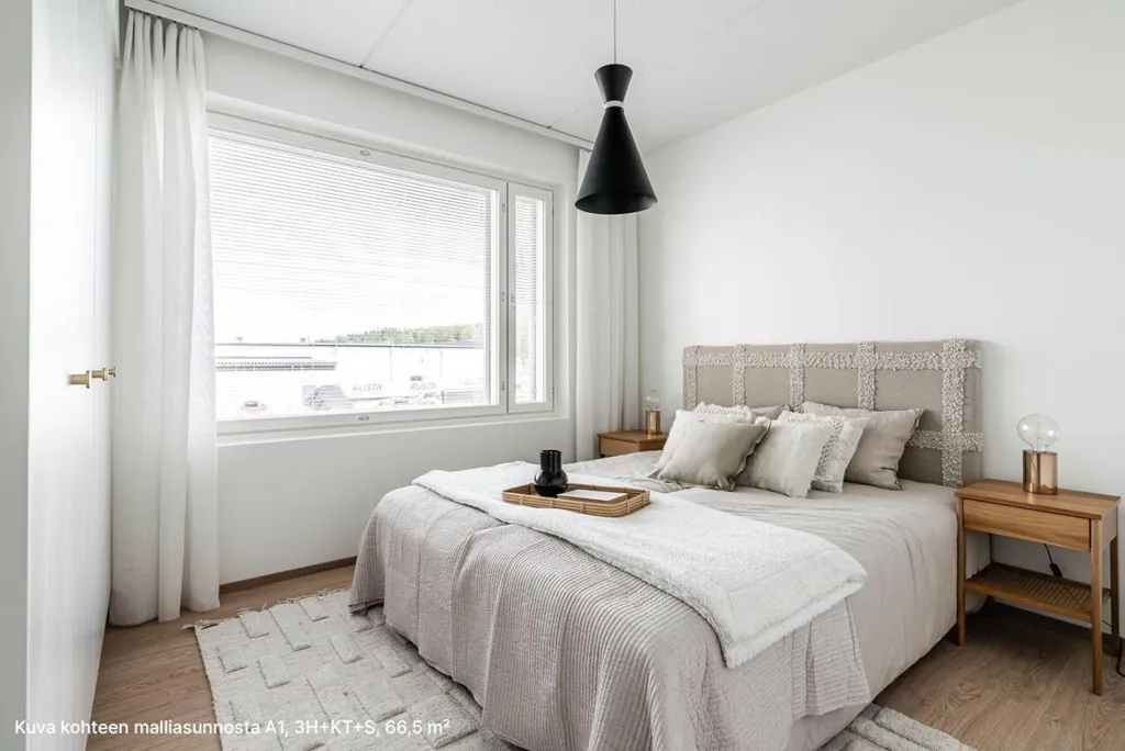 Bedrooms - 2-Bedroom Apartment with Balcony in Klaukkala