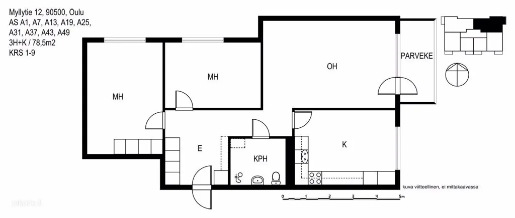 Planimetria - Spacious Apartment with Balcony in Oulu