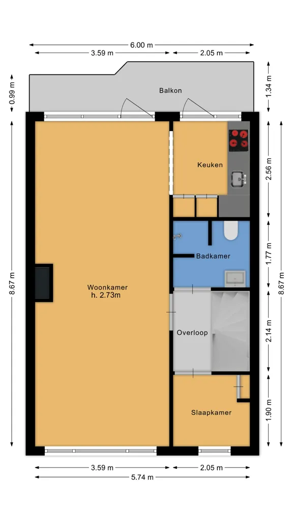 Planimetria - Bright Bungalow with Balcony in Zuilen