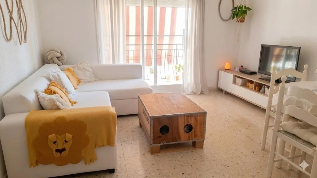 Séjour - Apartment with Sea View Balcony in Les Roquetes