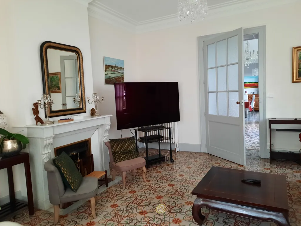 Living Room - Restored Stone Manor with Pool near Bordeaux