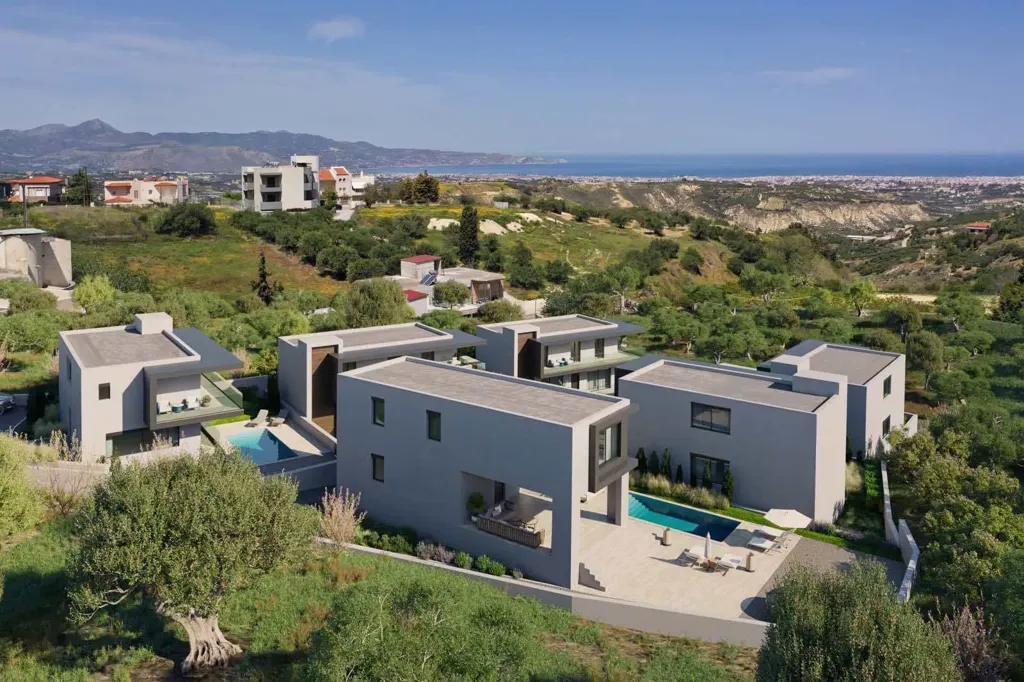 Vue aérienne - Modern Villa with Private Pool in Heraklion