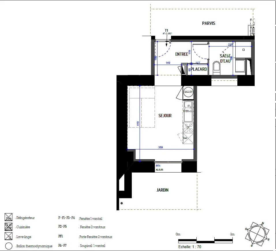 Plan - Appartement T1 avec Jardin à Flers