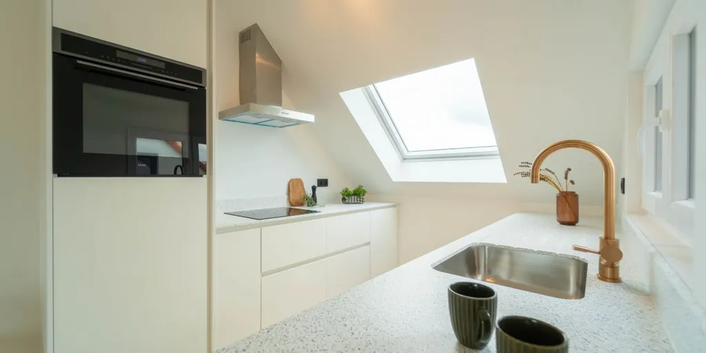 Köök - Duplex Apartment with River View in Gent