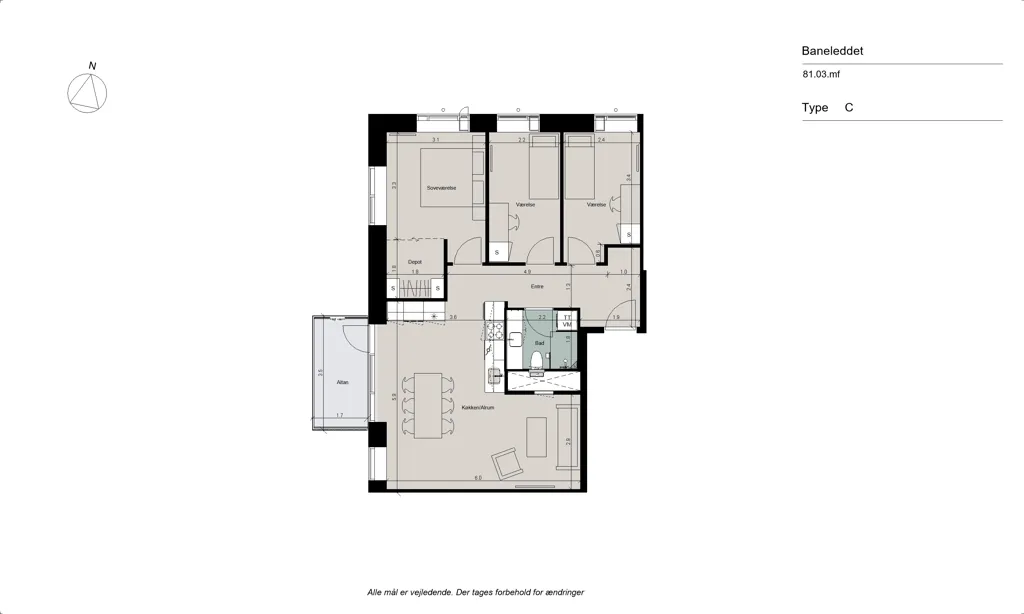 Plaan - Apartment with West-Facing Balcony in Glostrup