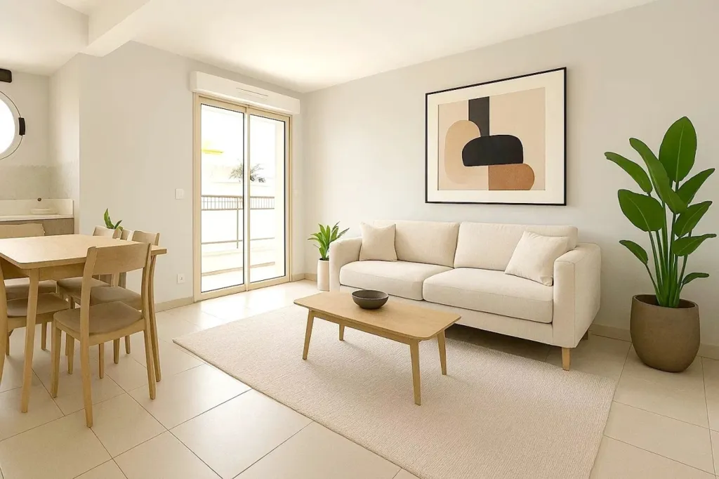 Living Room - 2-Bedroom Apartment with Terrace in Cannes