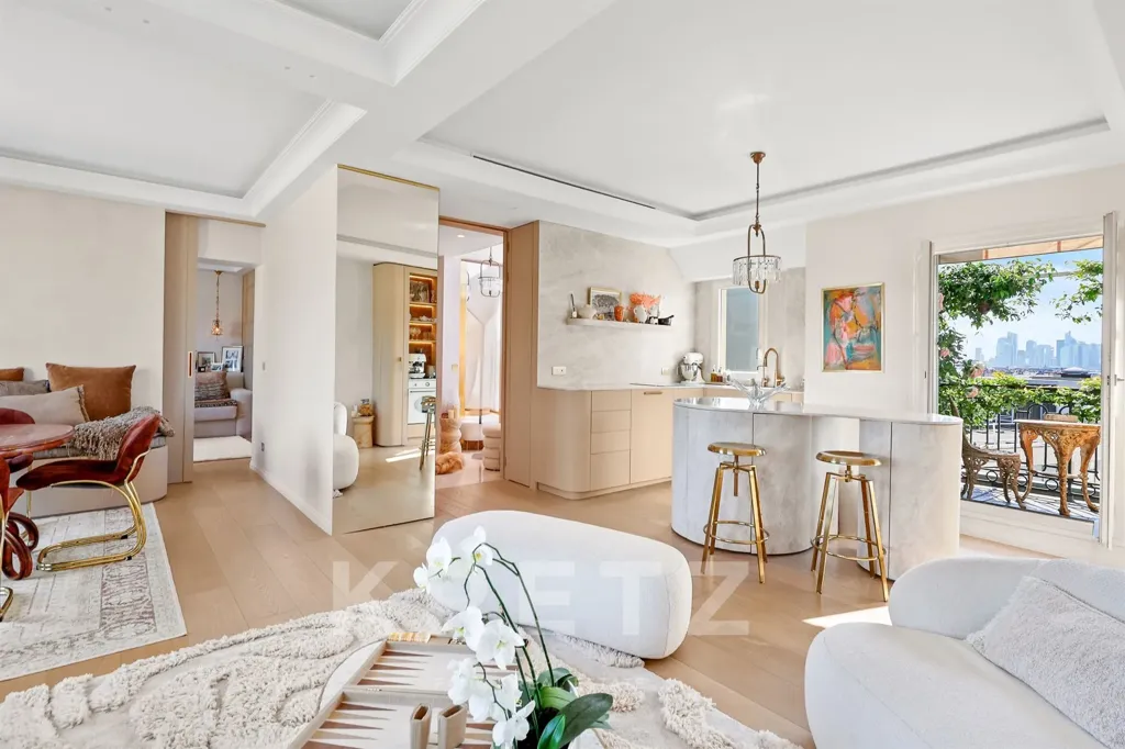 Living Room - Apartment with Rooftop Terrace in Paris 17th
